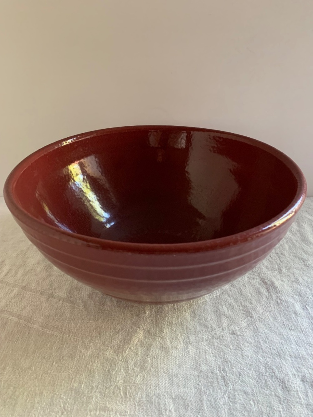 Vintage Bauer Ringware Red Mixing Bowl 9.75” Early California Pottery Kitchenwar